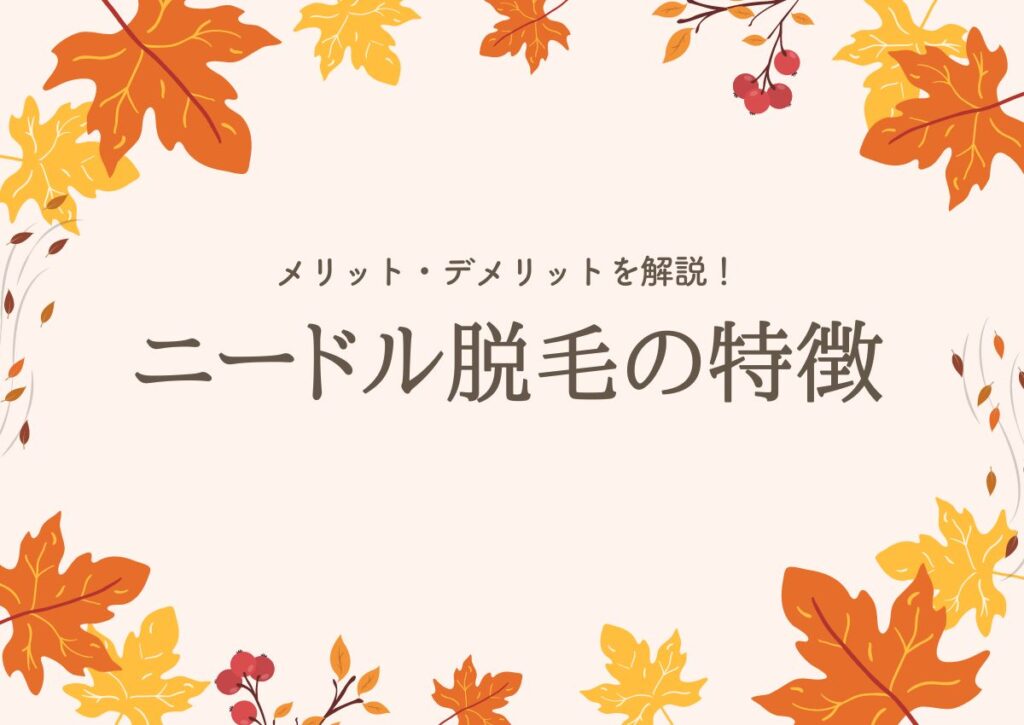 ニードル脱毛（美容電気脱毛）にはどんな特徴がある？メリット・デメリットを解説！